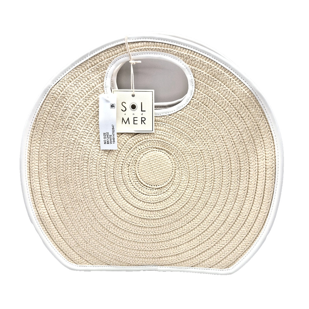 NWT Sol and Mer Ivory White Woven Straw Handbag Hobo Shoulder Crossbody